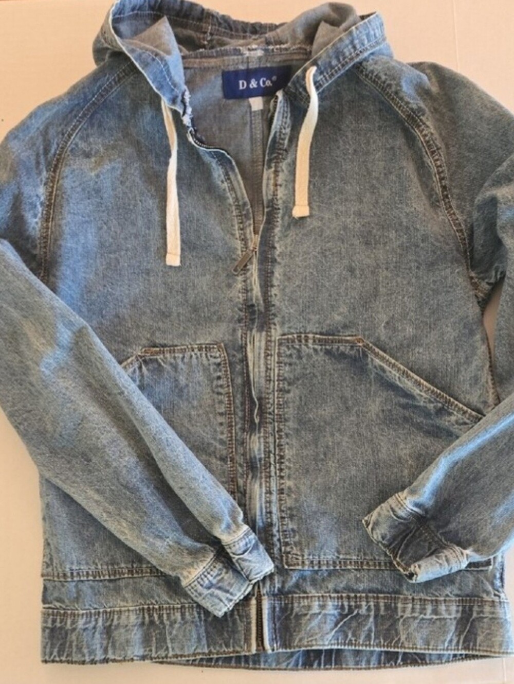 D & Co. Denim 100% Cotton Zip-Up Hoodie Jacket